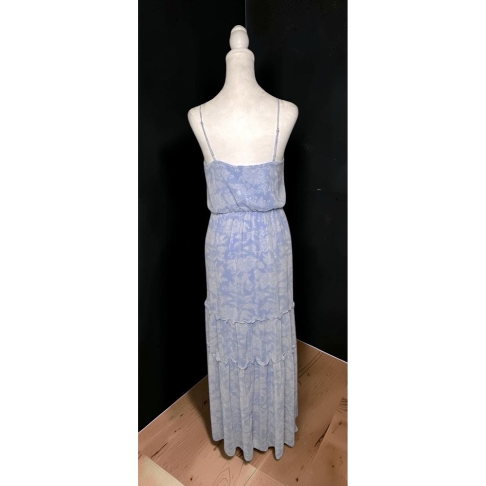 Altar'd State Women's Sleeveless Tiered Blue & White Floral Maxi Dress - Picture 3 of 7